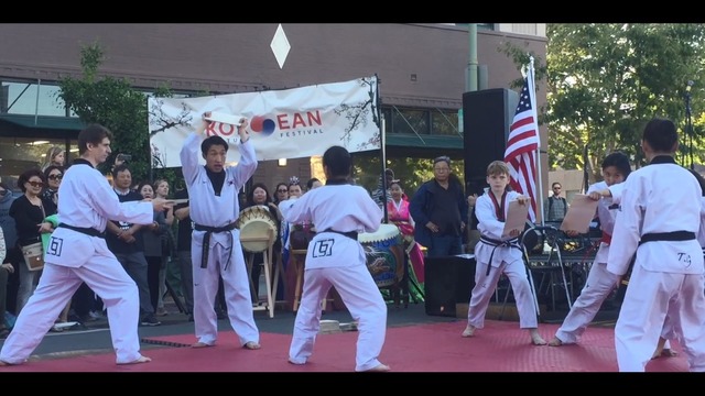 youth martial arts demonstration breaking boards